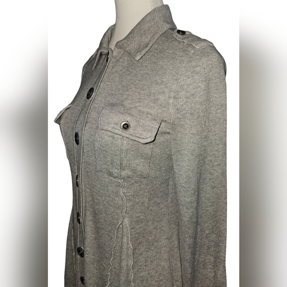 Free People Gray Collared Button Dress Cardigan Size Small - Picture 6 of 16
